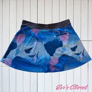 Callaway Blue Floral Golf Skort with Black Waistband